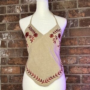 Beige Genuine Leather Halter